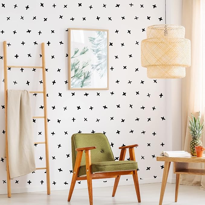 Black Vinyl Cross Wall Decals, Abstract Plus Sign Wall Stickers | Matte black vinyl modern boho minimalist accent wall. Peel and stick easily for nursery, bedroom, bathroom, living room. - Image 5