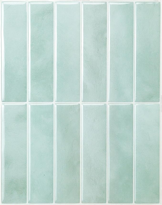 Smart Tiles Peel and Stick backsplash, Stacked Teal, 11.43"x9" | Pack of 5 (3.5 sq ft), Glossy, Heat/Moisture Resistant, Low VOC, Kitchen/Bathroom, Renter Friendly, Made in Canada by SmartTiles-OriginalPeelandStickBacksplashTiles