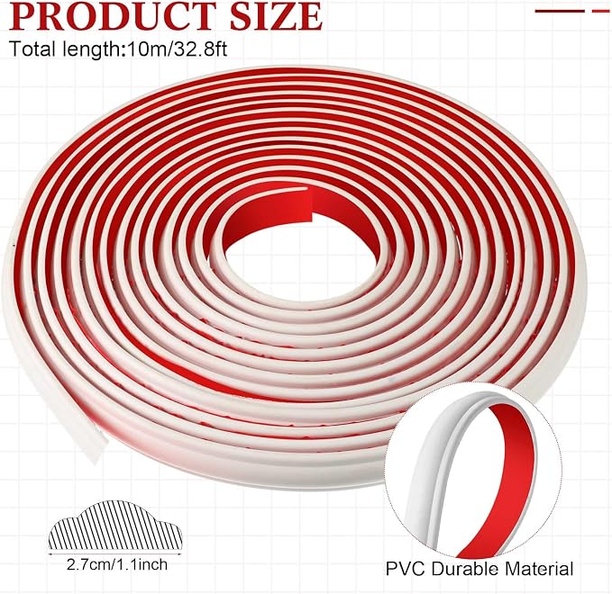 32.8ft x 1.1 Inch Flexible Peel and Stick Molding Trim for Wall, Baseboard, Backsplash, Tile Edge, Chair Rail, Mirror-self Adhesive Trim for Bathroom Wall Door Floor Corner Window, White - Image 2