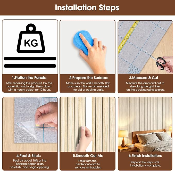 3D Peel and Stick Wall Panels PVC Grille Slat 197"x15.8" Self-Adhesive Wall Sticker Soundproof Paneling for Walls and Ceiling in Faux Herringbone Oak Texture - Image 5