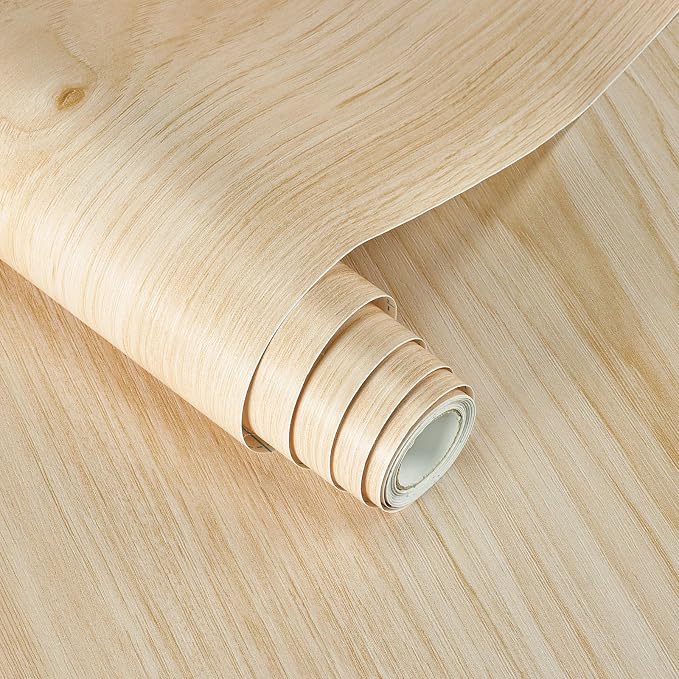 Vinjiasin Natural Wood Grain Wallpaper Wood Contact Paper Peel and Stick Oak Light Wood Contact Paper for Countertops Cabinet Decoration Waterproof Self-Adhesive 17.7"x 200" by Vinjiasin