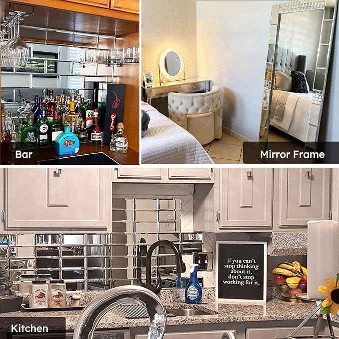 Diflart Beveled Mirror Backsplash Tiles for Kitchen, Silver Subway, 4x8 Inch, Mirror TIile for Bathroom Accent Wall, Pack of 5.7 Sq.ft - Image 5