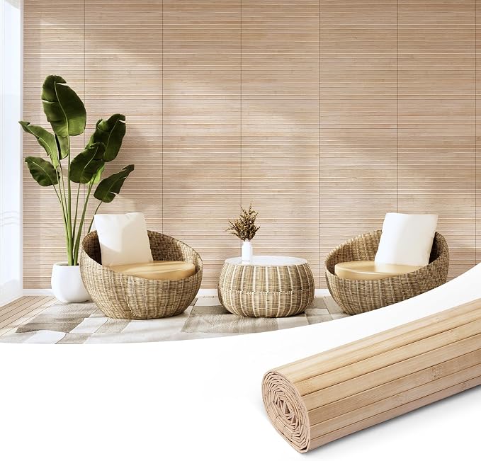 Art3d 12 x 96 in Pole Wrap Natural Bamboo Wall Panel, 1-Pack, Carbonized | Renewable Raw Board, Waterproof, No Emission, Wear-Resistant, Freely Cuttable, Stylish Wall Decor for Bedroom and Office by Art3d