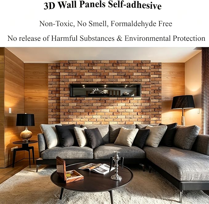 3D Wall Panels Peel and Stick, 10Pcs Brick Textured PVC Brick Panels | 11.81*11.81 Inch, Waterproof, Self-Adhesive Wall Tiles, for Accent Walls, Kitchen, Bathroom, Bedroom & Office Decor - Image 4