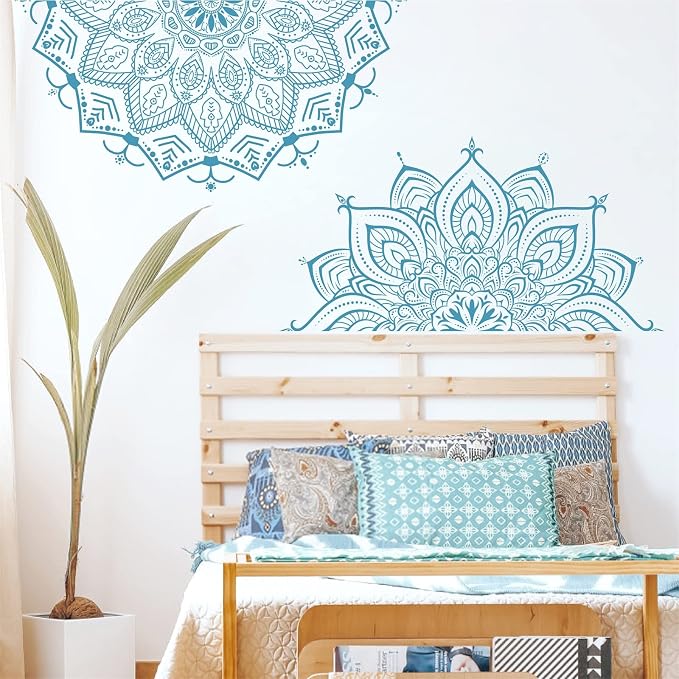 Large Mandala Wall Stickers Mandala Window Decals Yoga Room Wall Decoration | Headboard vinyl decoration, lotus peel and stick stickers, removable self adhesive decals, for bedroom living room yoga room - Image 4