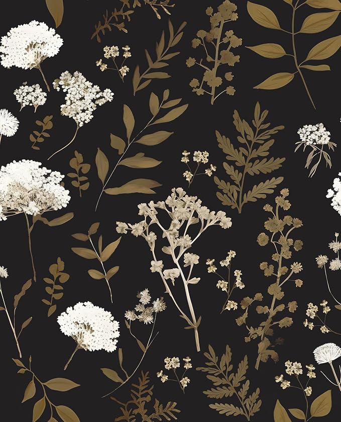 Laatse Vintage Dark Floral Leaf Peel and Stick Wallpaper 17.5"x393" | Self Adhesive/Removable/Waterproof/Thick Vinyl Contact Paper for Bathroom Bedroom Shelf Cabinet Drawer,Prepasted,Easy Peel by Laatse