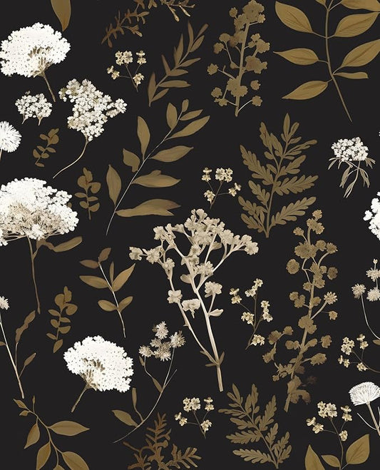 Laatse Vintage Dark Floral Leaf Peel and Stick Wallpaper 17.5"x393" | Self Adhesive/Removable/Waterproof/Thick Vinyl Contact Paper for Bathroom Bedroom Shelf Cabinet Drawer,Prepasted,Easy Peel by Laatse