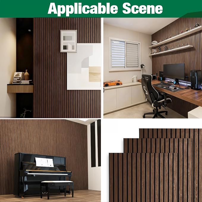 6 Pack 47.2×23.6 Inch Decorative Acoustic Wall Panels | Dark Walnut, 0.4" Thick, Polyester Fiber Core with Wood Veneer, Easy to Cut and Install,covers 46 sq.ft - Image 9