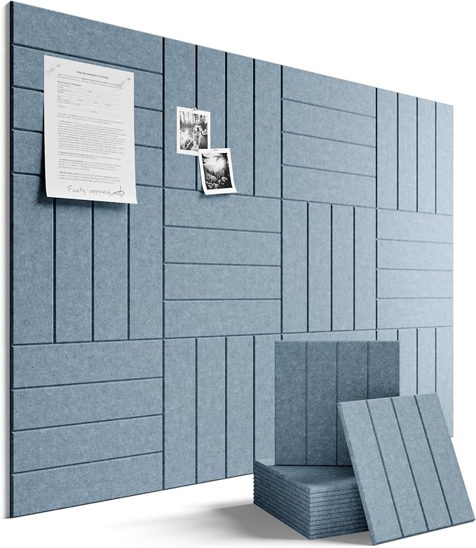Fluxynara Felt Bulletin Board & Cork Board Alternative, Dusty Blue | 48" x 36" Pin board, Removable Adhesive Tabs, Easy Install Without Wall Damage, For Home Office Decor by FLUXYNARA