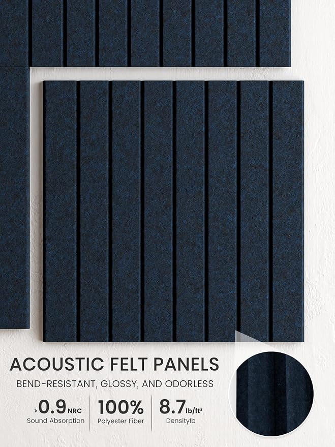 Bumusty 36"x 24" Large Felt Bulletin Board Tiles,Carbon Blue | 6-Pack Cork Board Alternative, Wall Decor, 30 Pushpins, 30 Adhesive Tabs, Vision Board, Office, Classroom, Home, Dorm - Image 3