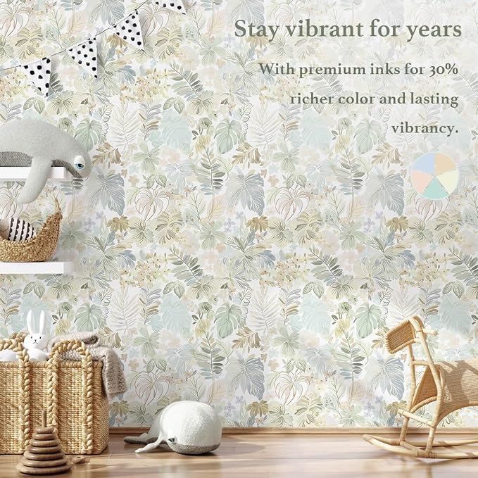 Heroad Boho Peel and Stick Wallpaper Tropical Wall Paper Botanical Floral Contact Paper 17.3''X393'' Removable Self Adhesive Wallpaper for Bathroom Kitchen Cabinet Waterproof Thicken Decor Vinyl Roll - Image 2