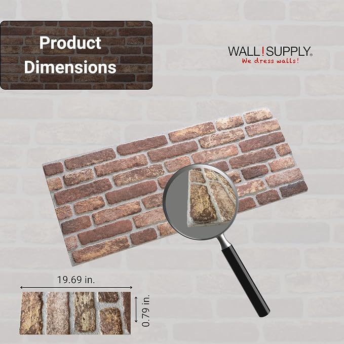 Wall!Supply 3D Wall Panels – Faux Brick, Brown Nuance Weathered – Lightweight Foam (EPS) – Wallpaper Alternative for Living Room, Bedroom & Office – Easy DIY Installation – 4 Pack, Covers 25.84 Sq Ft | Lightweight EPS Foam, Wallpaper Alternative, Easy ... - Image 5