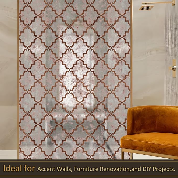 LiveInUrban Vintage Foxed Moroccan Rusts Antique Chrome Reflective Style Wallpaper, Grunge Peel and Stick Contact Paper for Wall Furniture Vanity Dresser Home Decor, 15.35"x39.37" - Image 6