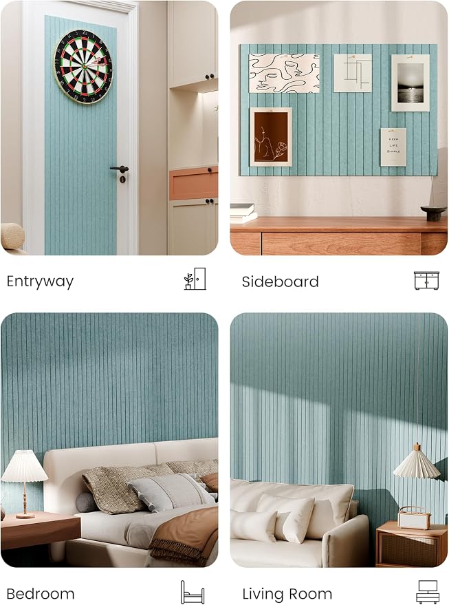 Bumusty 36"x 24" Large Felt Bulletin Board Tiles,Aqua Blue | 6-Pack Cork Board Alternative, Wall Decor, 30 Pushpins, 30 Adhesive Tabs, Vision Board, Office, Classroom, Home, Dorm - Image 6