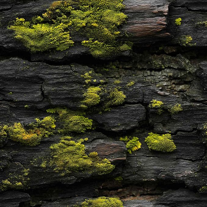 Brick Wallpaper Mossy Wood Peel and Stick Wallpaper | Black and Green Realistic Textured Bark Pattern Wallpaper Rustic Nature for Home Decor , Self-Adhesive, Waterproof Vinyl by Unknown