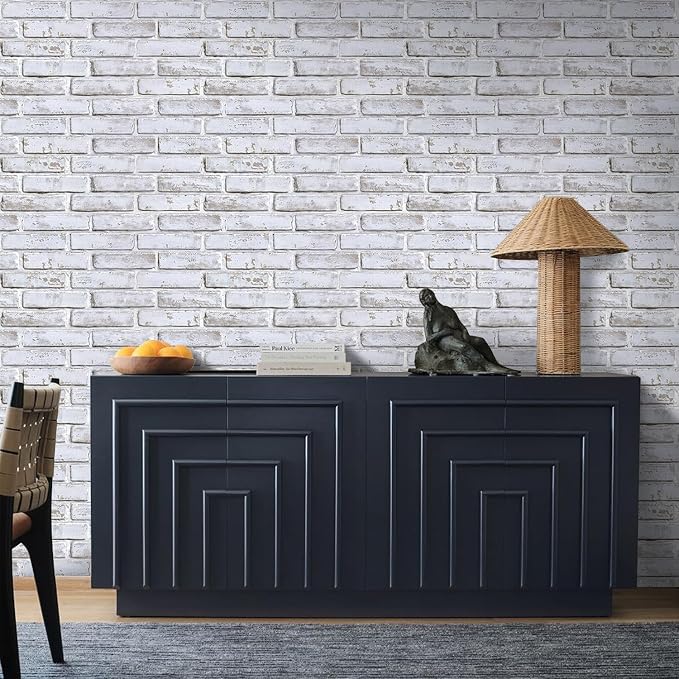 COMSTICKC 3D Faux Brick Wall Panels Peel and Stick, 12 Pcs 22.8" x 11.8" | Whitewash, Not Real Brick, Thin PVC 3D Fake Brick Decorative Tiles Wall Covering for Interior Easy DIY, Cover 22.48 sq ft - Image 6