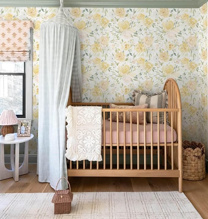 Heroad Yellow Peel and Stick Wallpaper Floral Contact Paper 17.3''x393'' Large Flower Wallpaper Watercolor Removable Self-Adhesive Wall Paper for Cabinets Bedroom Bathroom Waterproof Stick on Walls - Image 8