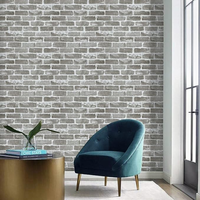 Timeet Grey Brick Wallpaper Peel and Stick Brick Wallpaper 17.7"×118.11" Self Adhesive Removable Contact Paper Faux for Bedroom Living Room Wall Decor Vinyl Film Roll - Image 6