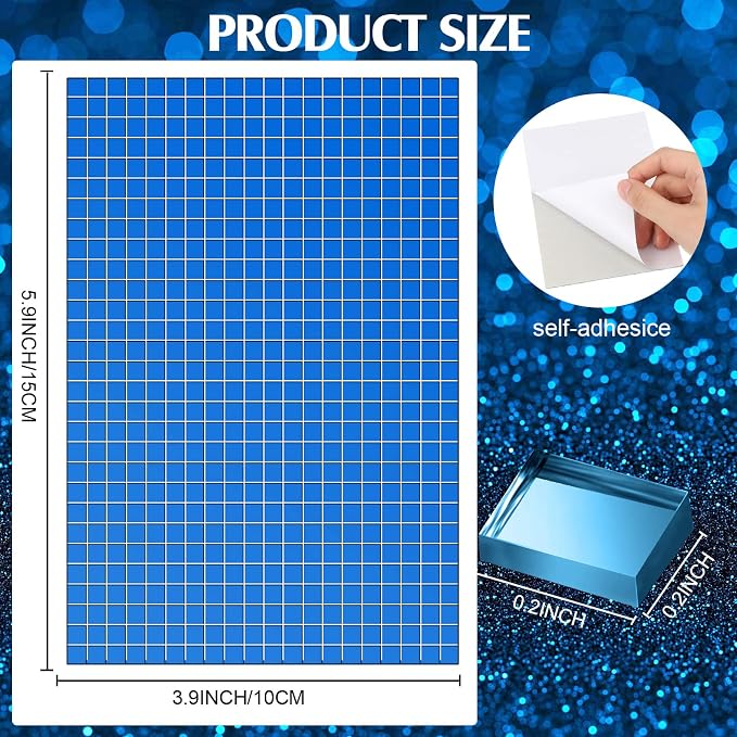 7200 Pieces Blue Disco Mirror Tile Self-Adhesive Mirrors Mosaic Tile - Image 2