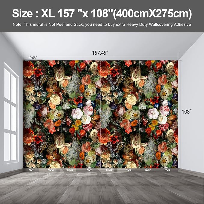 Rose Floral Large wall murals Peel and Stick self Adhesive Flowers Wallpaper for Bedroom Living Room - 108"x157" - Image 4