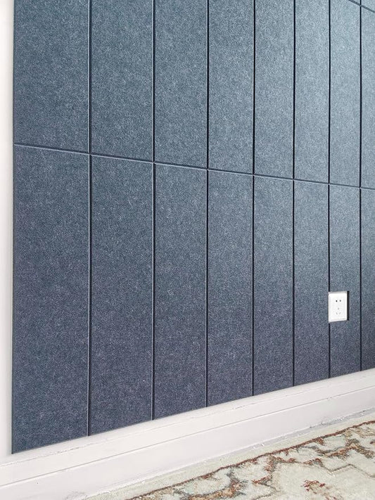 Shiplap Felt Wall Panels for Bedroom & Office, Peel and Stick, Sound Absorbing - 24 Pack Felt Wall Tiles with Adhesive - Denim Blue by DesignerManufacturerofInnovativeBulletinBoardSolutionsforHomeOffice