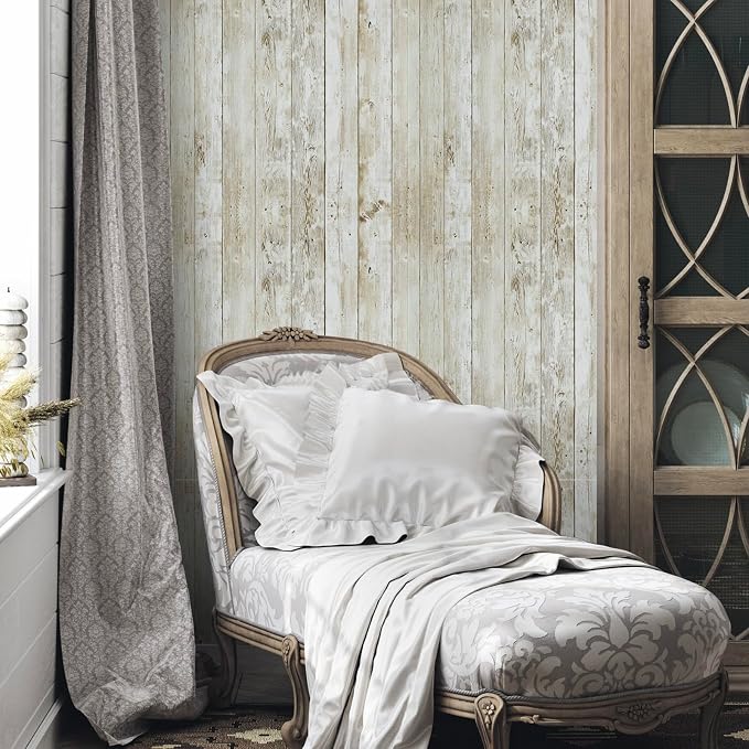 Abyssaly Wood Wallpaper, Self-Adhesive Removable Wallpaper Decorative Covering, 22.4in X 196in, Vintage Wood Panel Design, Peel and Stick | 22.4"x 196" Washed Wood Panel Film Self-Adhesive Removable Farmhouse Decor for Cabinets Desk Classroom Bulletin ... - Image 7