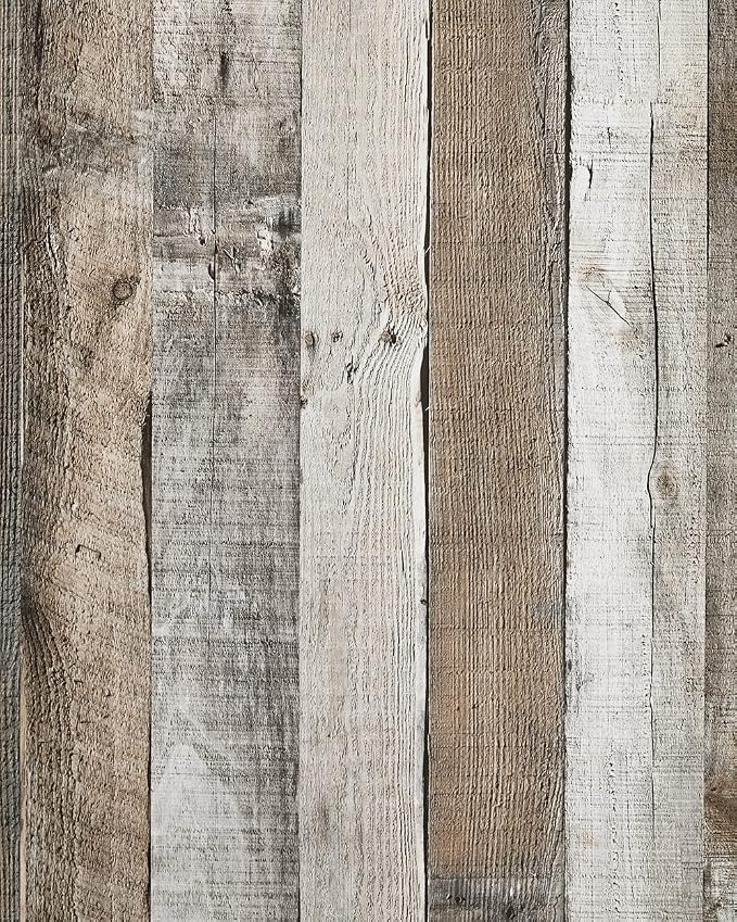 Yun-aeon Natural Wood-Grey Contact Paper Peel and Stick Wallpaper | 17.3"x 400"Self Adhesive Removable Vintage Faux Wood Wall Paper Plank Shelf Home Decoration Kitchen Counter Cover by YUN-aeonPeelandStickWall