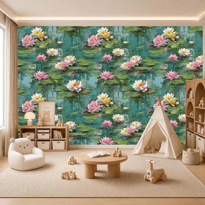 Lotus Removable Self-Adhesive Wallpaper for Bedroom & Living Room Decor 17.7×118 Inch,Waterproof Wall Covering for Accent Walls, Apartment, Nursery - Image 4