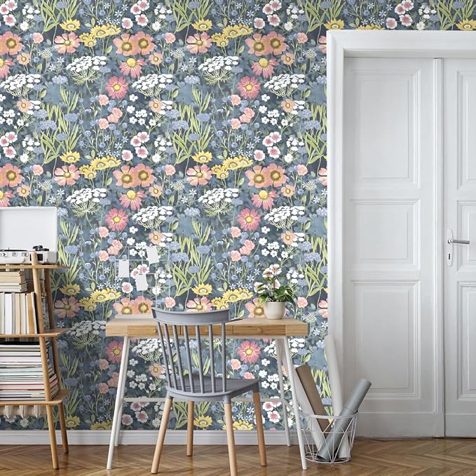 Orainege Vintage Floral Wallpaper Peel and Stick Wallpaper Daisy (Pack of 3) - Image 3