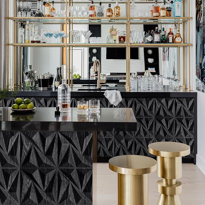 STICKGOO 3D Wall Panels for Interior Wall Decor, Black Wood Diamond Design Accent Wall Panels, 12''x12'' Modern Decorative Wall Panels for Living Room, Bedroom, Office, 33 Pack - Image 5
