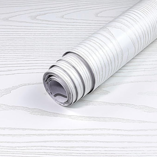 Yun-aeon White and Silver Wood Contact Paper 17.3"x120" Rustic Wooden Peel and Stick Wallpaper Removable Self-Adhesive Wallpaper Wood Grain Contact Paper for Countertops Cabinets by YUN-aeonPeelandStickWall