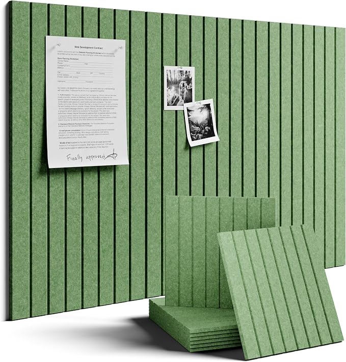 Fluxynara 36" x 24" Large Felt Bulletin Board, Moss Green | 6 Pack Cork Board Alternative with 30 Safe Adhesive Tabs, Felt Pin Boards for Wall Decor, Home, Office, Classroom, Dorm by FLUXYNARA