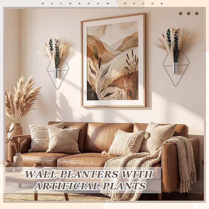 Canlierr 4 Pcs Wall Decor Hanging Planters, Mixed Plants, Chrome Silver - Image 6