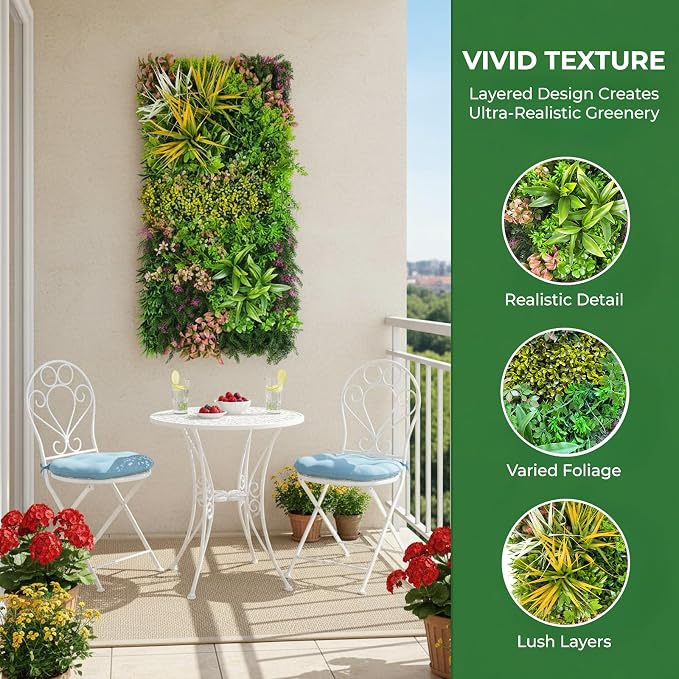 40" x 20" Artificial Grass Wall Panels - UV Anti Greenery Hedge Wall Decor | Lifelike Grass Wall Backdrop, Maintenance Free Privacy Screen Fence for Balcony Garden, Indoor Outdoor Green Grass Wall - Image 2