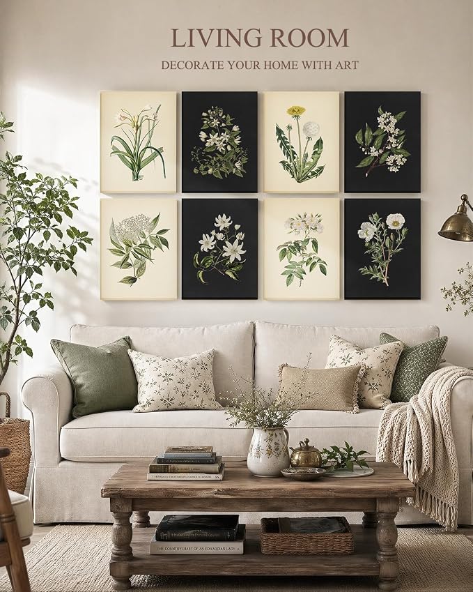 VIYYIEA Acoustic Art Wall Panels,Sage Green Sound Proof Wall Art | Minimalist Botanical Sound Absorbing Wall Decor for Bedroom Recording Living Room, 48×32in Flower Art Panel 8pcs - Image 5
