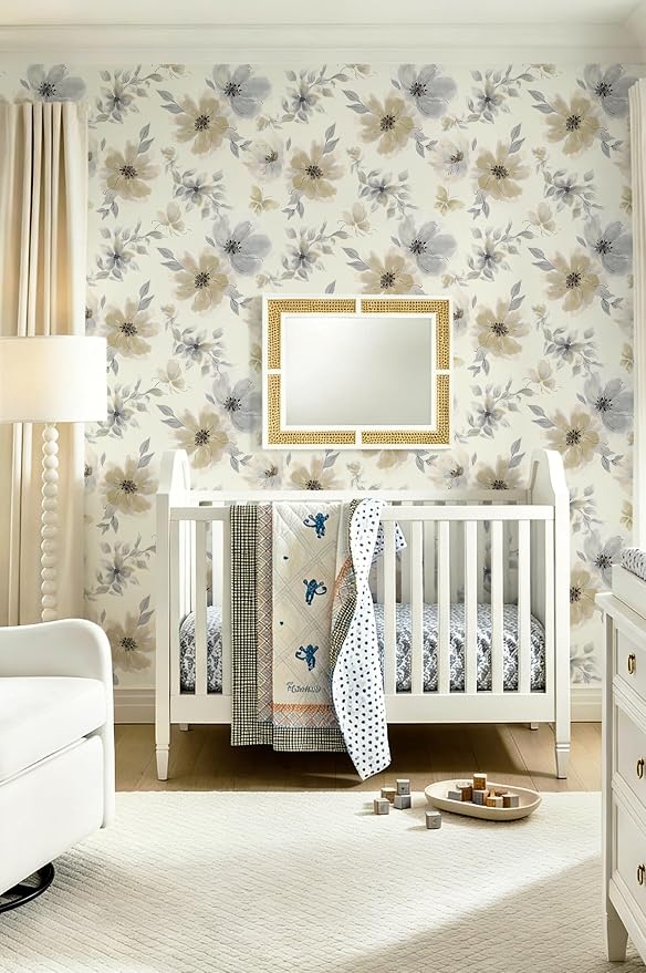 Floral Peel and Stick Wallpaper Vintage Wall Paper Neutral 17.3"×118" | Flower Contact Paper Beige Boho Wallpaper Slef Adhesive Removable Wall Paper Vinyl Waterproof for Living Room Bathroom - Image 5