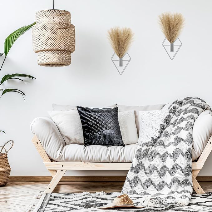 Canlierr 4 Pcs Wall Decor Hanging Planters, Pampas Grass, Silver - Image 8