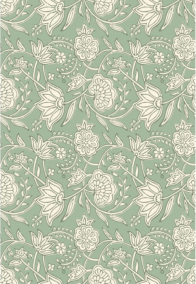 Main Street Peel and Stick Wallpaper Sheets, Block Print Floral, 12-Pack | 11 x 16 in sheet size; Covers up to 14.67 sq ft; Eco-friendly paper material; No paste or additional adhesive required by MainStreet