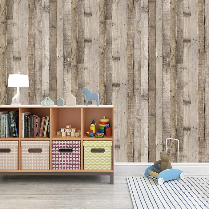 Yun-aeon Natural Wood-Grey Contact Paper Peel and Stick Wallpaper | 17.3"x 120"Self Adhesive Removable Vintage Faux Wood Wall Paper Plank Shelf Home Decoration Kitchen Counter Cover - Image 7