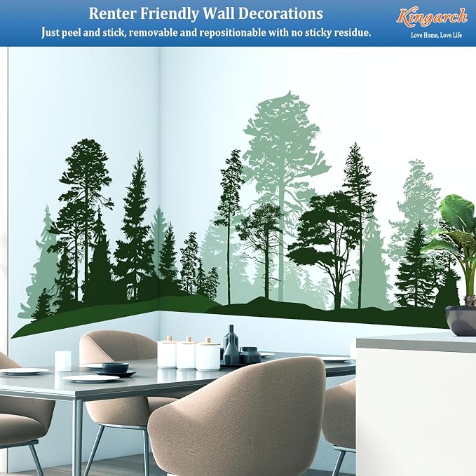 Large Forest Wall Decals, Green Pines in Fir Trees Peel and Stick Vinyl Wall Stickers & Murals, Removable Home Room Wall Decor for Bedroom Living Room Bedroom Classroom Office Nursery - Image 4