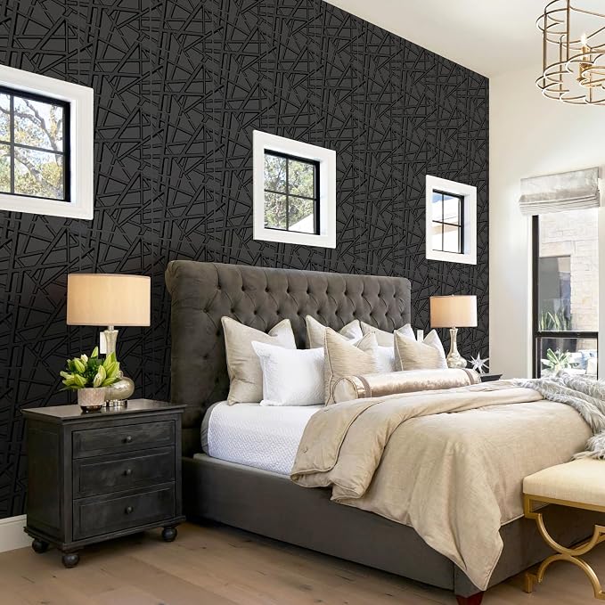 LEVOWAY 33 Pack 3D Wall Panels for Interior Wall Decor, 11.8''x11.8'' Black Accent Textured Wall Panels, Wall Covering Panles for Living Room, Gaming Room, TV Background, Cover 32 Sq.Ft - Image 7
