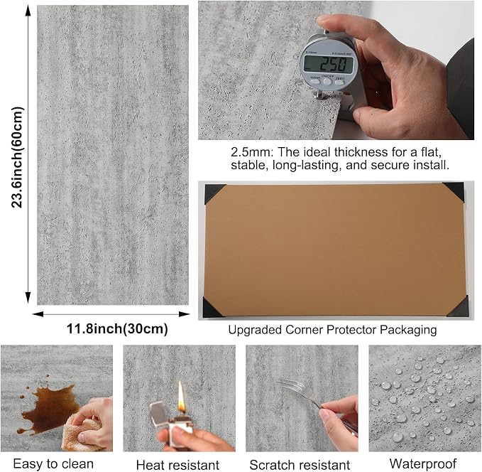 20Pcs 3D Faux Stone Wall Panels 23.6"X11.8" Grey Textured Tiles Peel and Stick Wall Panels Self Adhesive Backsplash Tiles for Interior Wall Decor Living Rooms TV Walls Kitchen Bathroom - Image 4