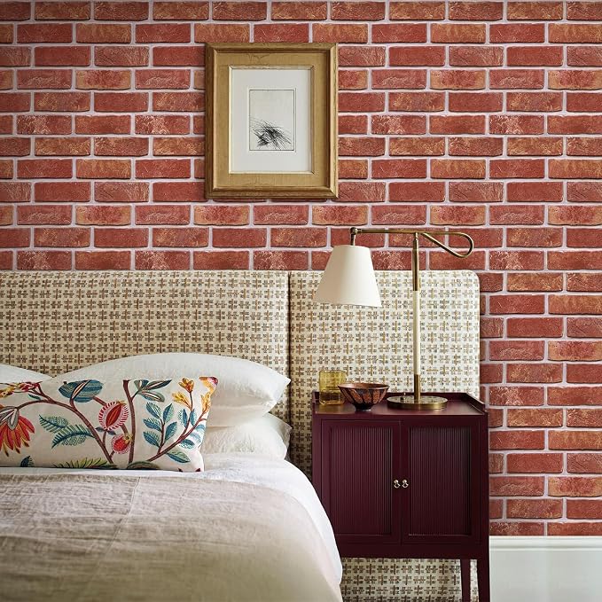 COMSTICKC 3D Faux Brick Wall Panels Peel and Stick, 10 Pcs 11.8" x 11.8" | Red, Not Real Brick, Ultra-Light Thin PVC Fake Brick Backsplsh Sticker Wall Covering for DIY Interior Decor - Image 6