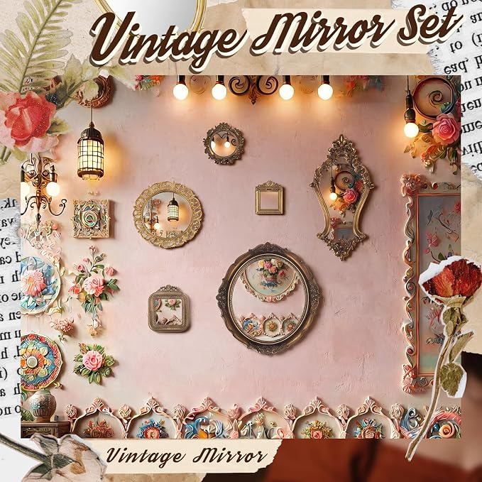 Beeveer 6 Pcs Vintage Gold Wall Mirror Set Luxury Gallery Wall Mirror Decorative Hanging Antique Decor for Living Room Entryway Wedding Bedroom Bathroom Victorian Decor (Baroque,Gold) - Image 4