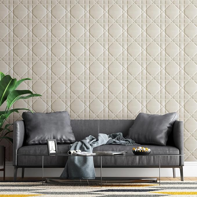 Velvet 3D wall Panels for Interior wall Decor Peel and Stick, Soundproof Geometric Textured 3D Wall Panels for Living Room, Bedroom, TV Background 17.7" x 17.7", Cover 26.15 Sq.Ft 12pcs Grey - Image 2