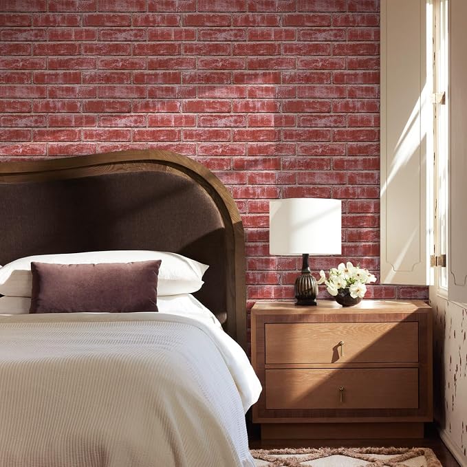 COMSTICKC 3D Peel and Stick Faux Brick Wall Panels for Quick DIY Wall Decor | Red, 10 Pcs 15.7" x 11.8", Not Real Brick, Lightweight Thin PVC Fake Brick Decorative Wall Sticker Covering, Cover 12.9 sq ft - Image 6