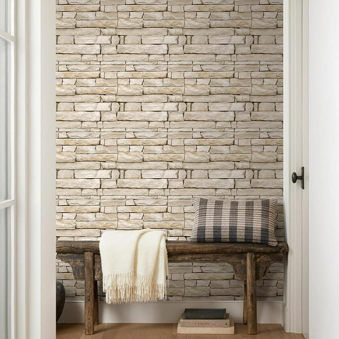 COMSTICKC 3D Faux Stone Wall Panels Peel and Stick, 10 Pcs 11.8" x 11.8" | Light Brown, Not Real Stone, Ultra-Light Thin PVC 3D Fake Rock Decorative Covering for DIY Interior Decor, Cover 9.7 sq ft - Image 8