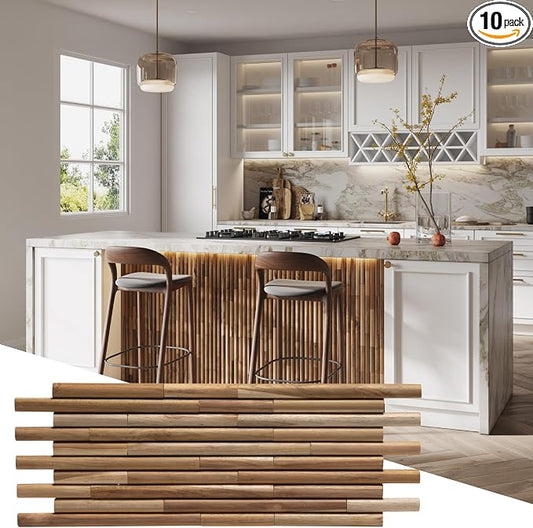 Wall!Supply 3D Wall Panels – Reclaimed Rounded Asian Teak Wood – Home Decor Wallpaper Alternative for Living Room, Bedroom & Office – Easy DIY Installation – 10 Pack, Covers 9.68 Sq Ft | Real Reclaimed Asian Teak, Wallpaper Alternative, Easy DIY Instal... by WallSupply