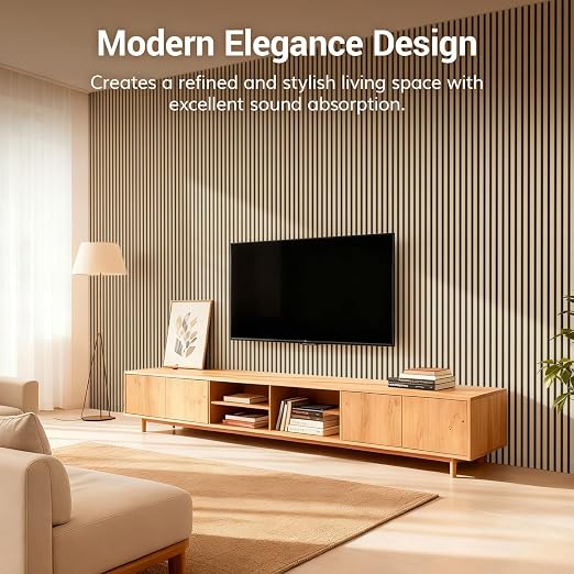 TONOR Wood Wall Panels for Interior Wall Decor-10 Pack 47.2" x 23.6" | Acoustic Wall Panels-77.5ft², Wood Slat Acoustic Panels for Noise Cancelling and Decoration, Living Room, Office,Oak - Image 5