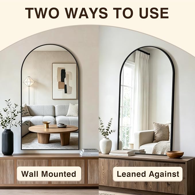 Arched Bathroom Vanity Mirror for Over Sink, 55”x30”, Black - Image 6
